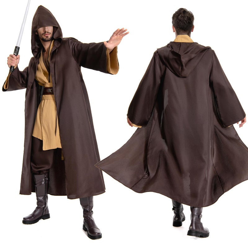 Wecos Tunic Hooded Robe Knight Costume Outfits Halloween Cosplay Costume for Mens Three Versions - Image 5